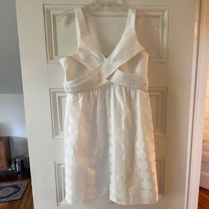 Tibi white dress fit & flare polka dot